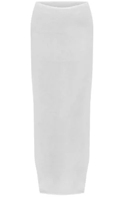Online PrettyLittleThing Linen Look Maxi Skirt White