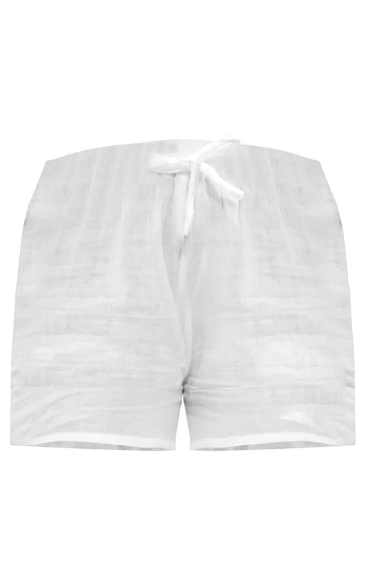 Best PrettyLittleThing Linen Look Oversized Floaty Shorts White