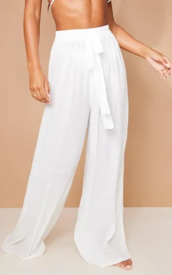 Linen Look Palazzo Beach Pants-PrettyLittleThing New