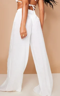 Linen Look Palazzo Beach Pants-PrettyLittleThing New