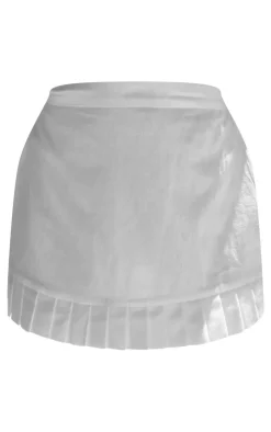 Hot PrettyLittleThing Linen Look Pleated Bandeau Top White