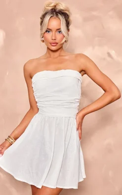 Linen Look Pleated Shift Dress-PrettyLittleThing Best