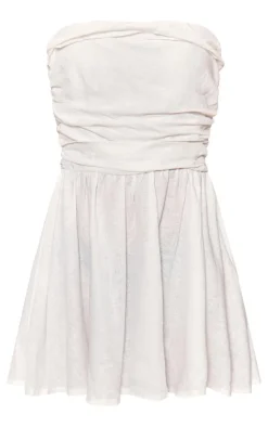 Linen Look Pleated Shift Dress-PrettyLittleThing Best