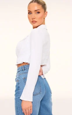 PrettyLittleThing Shirts*Linen Look Ring Detail Shirt