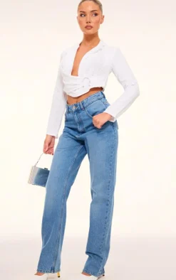 PrettyLittleThing Shirts*Linen Look Ring Detail Shirt