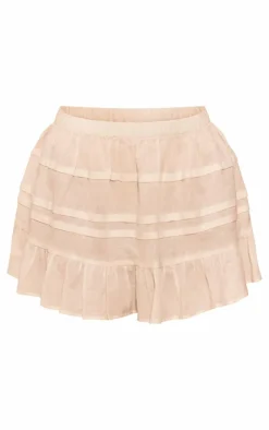 Outlet PrettyLittleThing Linen Look Tiered Mini Skirt White