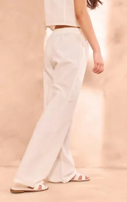 PrettyLittleThing Linen Look Wide Leg Pants White