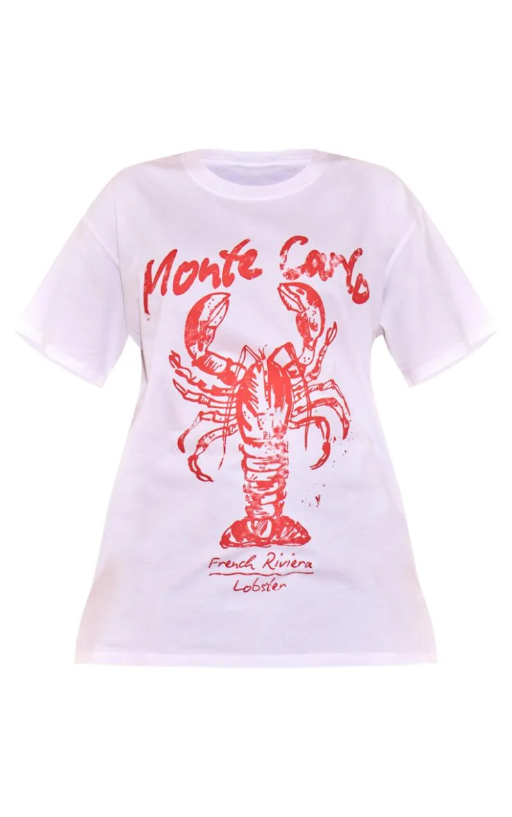 PrettyLittleThing T-Shirts*Lobster Graphic Oversized T Shirt