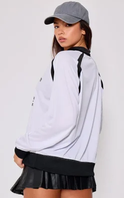 PrettyLittleThing T-Shirts*Logo Contrast Piping Collared Long Sleeve Jersey