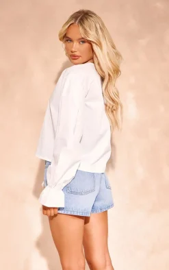 PrettyLittleThing Shirts*Long Frill Sleeve Tie Blouse