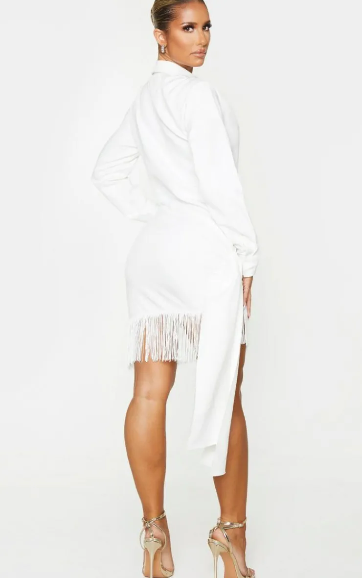 Long Sleeve Tassel Hem Drape Detail Bodycon Dress-PrettyLittleThing Outlet