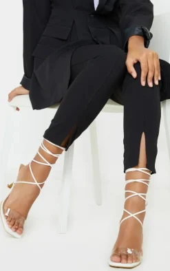 PrettyLittleThing Low Heels*Low Heel Clear Strap Ankle Tie Sandal
