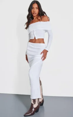 Clearance PrettyLittleThing Low Rise Maxi Skirt White