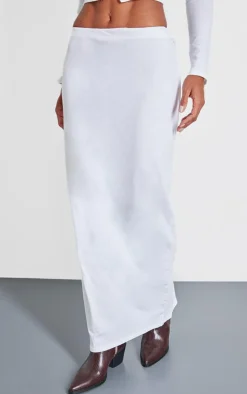 Clearance PrettyLittleThing Low Rise Maxi Skirt White