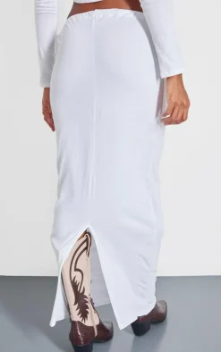 Clearance PrettyLittleThing Low Rise Maxi Skirt White