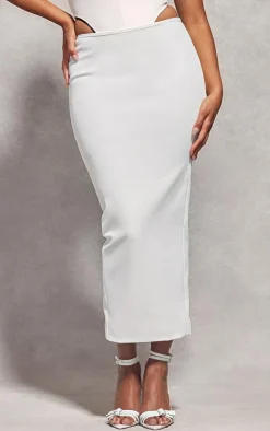 PrettyLittleThing Low Rise Midi Skirt White