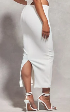 PrettyLittleThing Low Rise Midi Skirt White