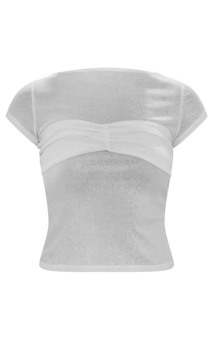 PrettyLittleThing T-Shirts*Mesh Bust Panel Detail Tshirt