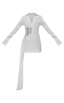 Mesh Cut Out Shirt Dress-PrettyLittleThing New