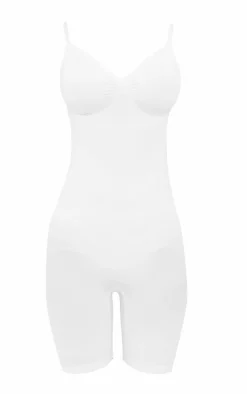 White Mid Thigh Shapewear Bodysuit