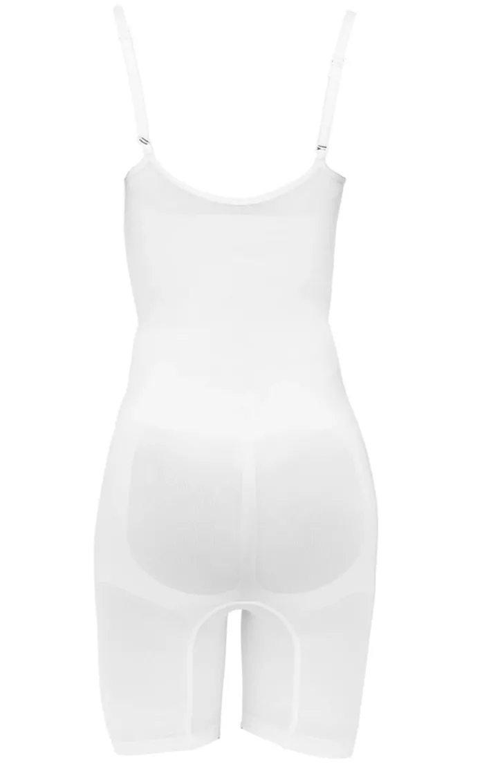 White Mid Thigh Shapewear Bodysuit