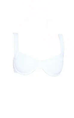 White Mini Crinkle Underwired Square Neck Bikini Top