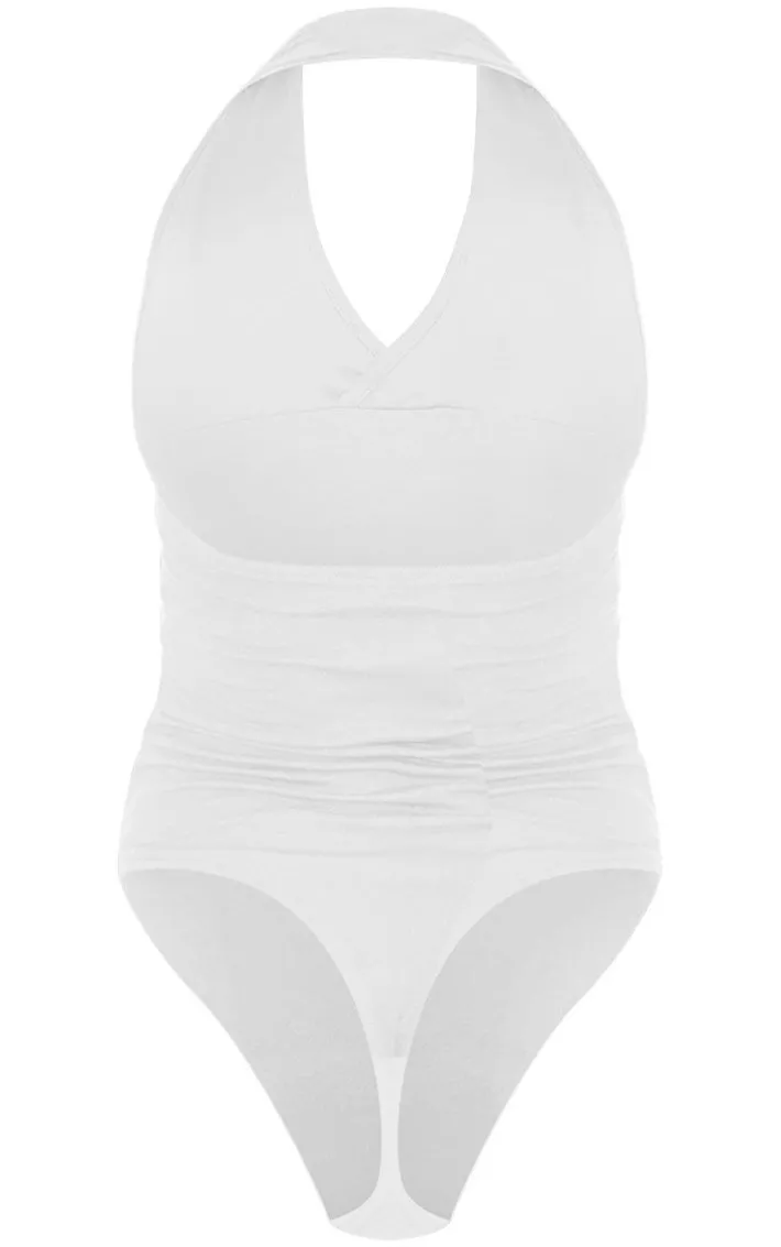 White Modal Cotton Halter Bodysuit