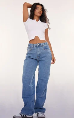 PrettyLittleThing T-Shirts*Modal Cotton Notch Neck Split Hem T Shirt