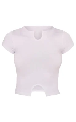 PrettyLittleThing T-Shirts*Modal Cotton Notch Neck Split Hem T Shirt
