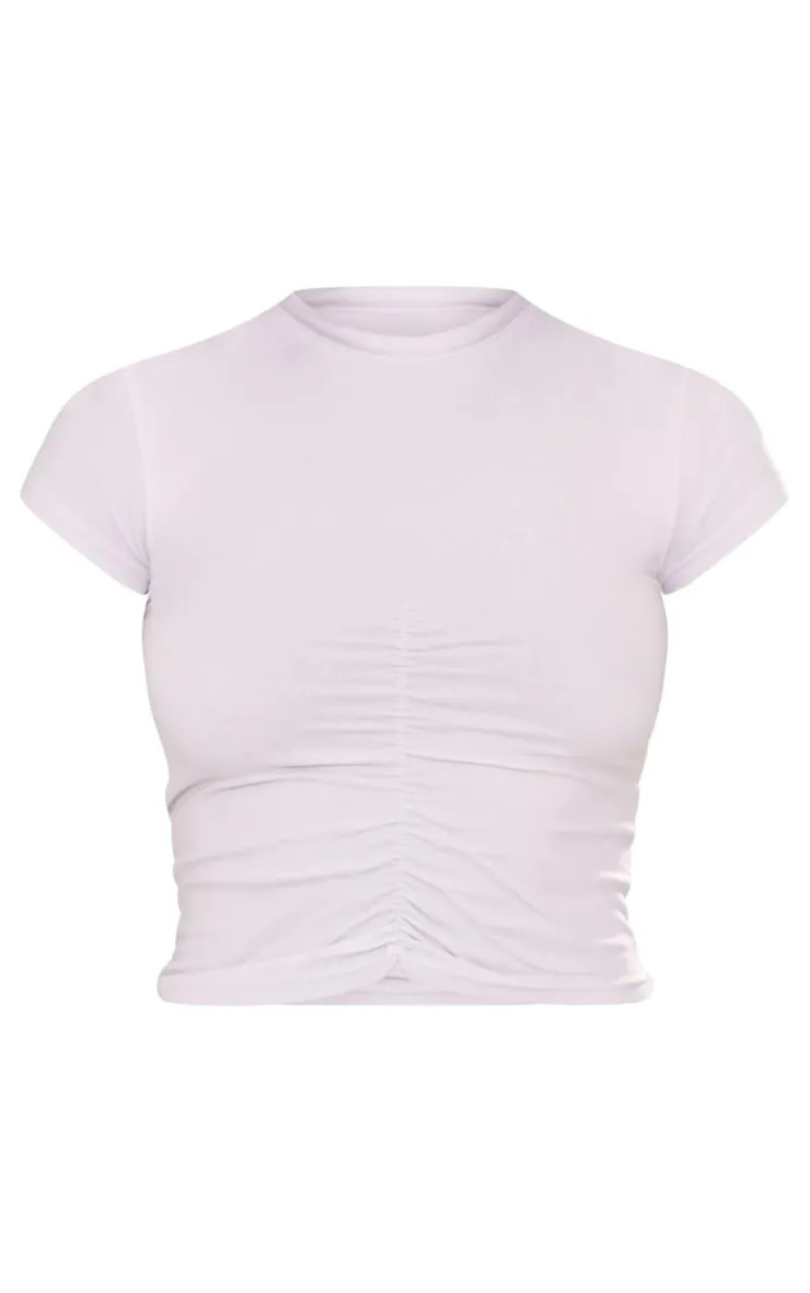 PrettyLittleThing T-Shirts*Modal Cotton Ruched Front Crop T Shirt