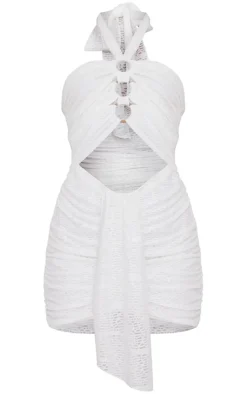 Multi Ring Cut Out Detail Halterneck Bodycon Dress-PrettyLittleThing New