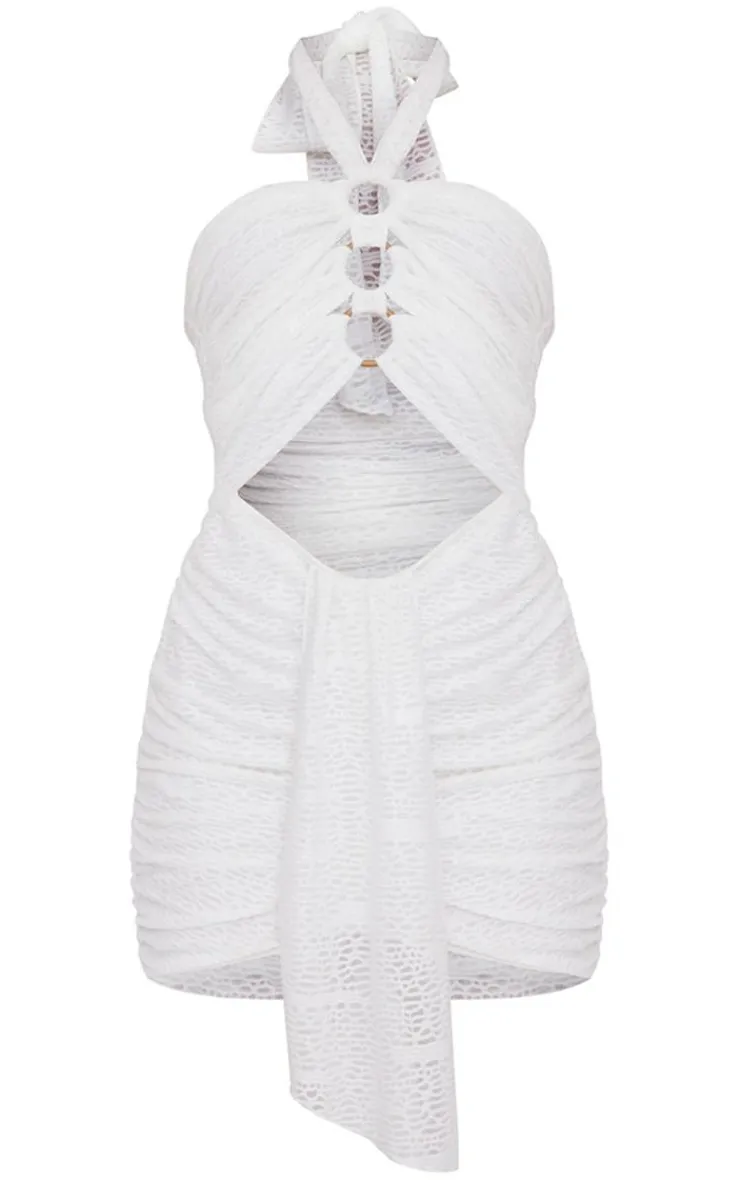 Multi Ring Cut Out Detail Halterneck Bodycon Dress-PrettyLittleThing New