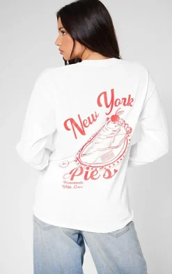 PrettyLittleThing T-Shirts*New York Pies Oversized Long Sleeve T Shirt