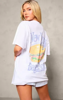 PrettyLittleThing T-Shirts*Ny Bagel Graphic Oversized T Shirt