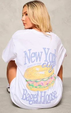 PrettyLittleThing T-Shirts*Ny Bagel Graphic Oversized T Shirt