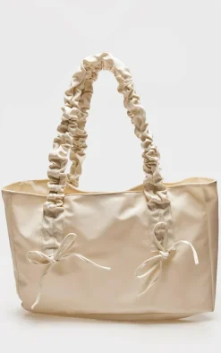 PrettyLittleThing Shoppers*Nylon Bow Ruched Handle Tote Bag