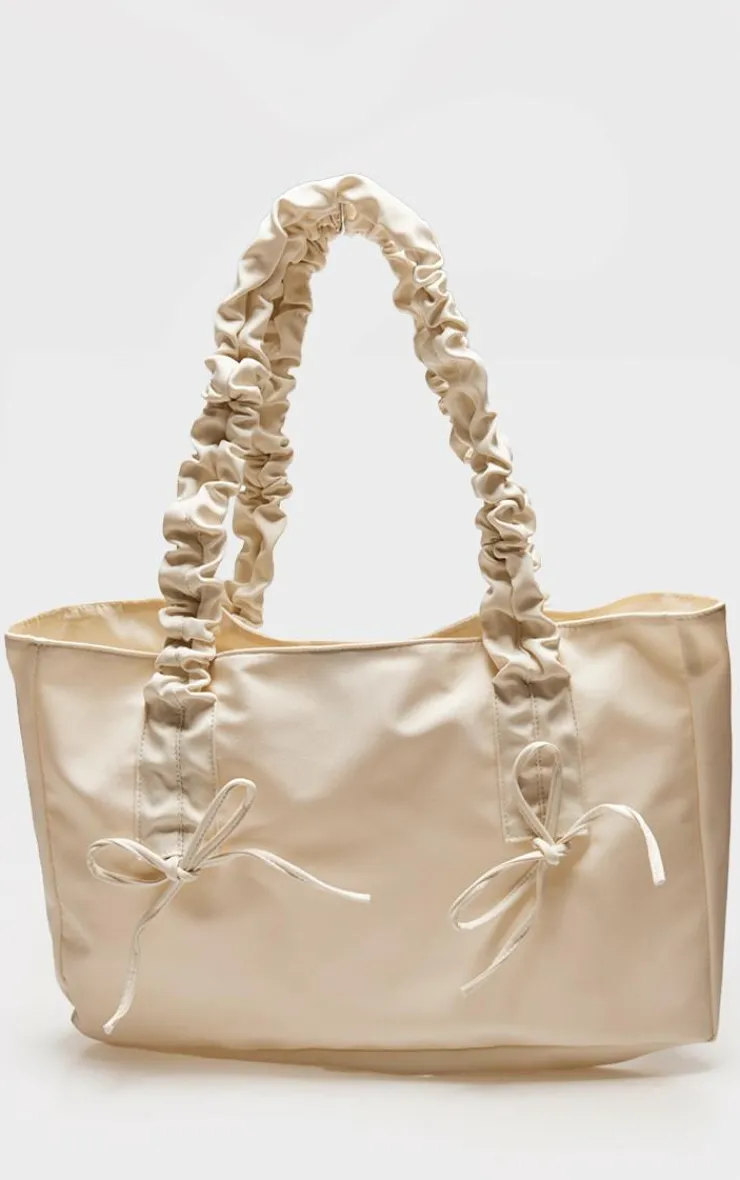 PrettyLittleThing Shoppers*Nylon Bow Ruched Handle Tote Bag