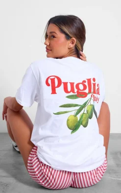 PrettyLittleThing T-Shirts*Olive Graphic Back Oversized T Shirt