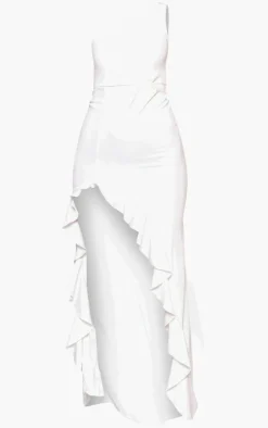 One Shoulder Ruffle Hem Maxi Dress-PrettyLittleThing Online