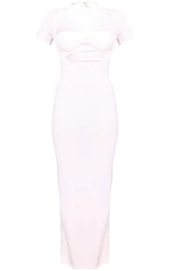 Onion Skin Sheer Cup Detail Short Sleeve Maxi Dress-PrettyLittleThing Sale