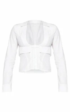 PrettyLittleThing Shirts*Open Back Plunge Cargo Shirt