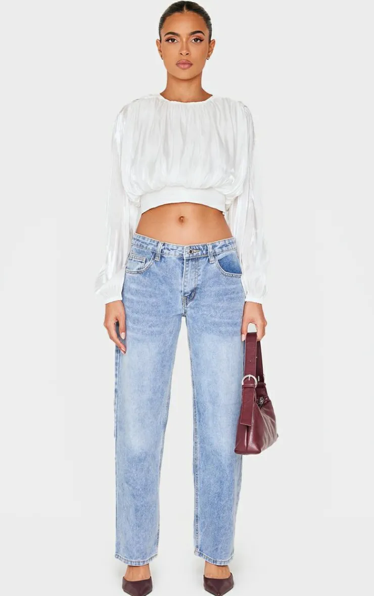 PrettyLittleThing Blouses*Organza Pleated Long Sleeve Blouse