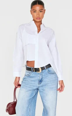 PrettyLittleThing Shirts*Oversized Asymmetric Strap Detail Shirt