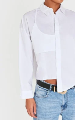 PrettyLittleThing Shirts*Oversized Asymmetric Strap Detail Shirt