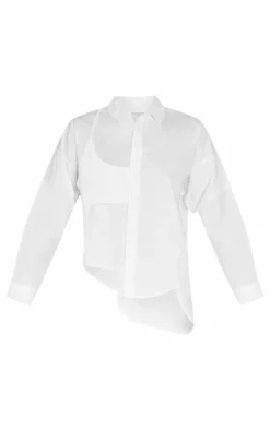 PrettyLittleThing Shirts*Oversized Asymmetric Strap Detail Shirt