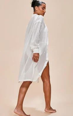 Oversized Beach Shirt Dress-PrettyLittleThing Online