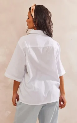 PrettyLittleThing Shirts*Oversized Linen Feel Short Sleeve Shirt