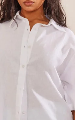 PrettyLittleThing Shirts*Oversized Linen Feel Short Sleeve Shirt