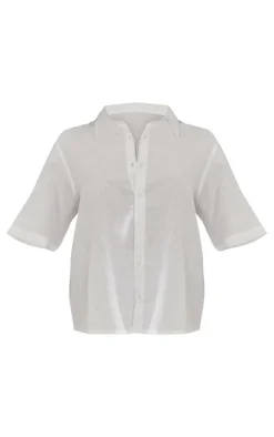 PrettyLittleThing Shirts*Oversized Linen Feel Short Sleeve Shirt
