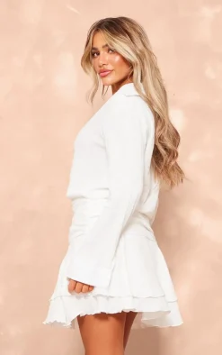 Oversized Shirt Frill Detail Shift Dress-PrettyLittleThing Sale